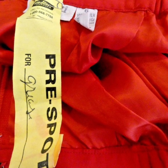 Red Long Skirt 100% SILK Vintage Made in Hong Kong Pockets Omanti Womens Size 6 - Picture 7 of 9